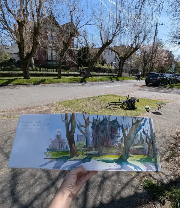 Victorian House in Seattle — A sketch of a victorian house and trees